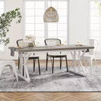 Lantine 70.8-inch Farmhouse Dining Table for 6 People, Rectangular Wood Kitchen Table with Heavy Duty Metal Legs for Dining Room