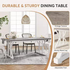 Lantine 70.8-inch Farmhouse Dining Table for 6 People, Rectangular Wood Kitchen Table with Heavy Duty Metal Legs for Dining Room