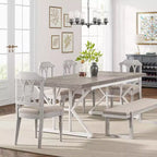 Lantine 70.8-inch Farmhouse Dining Table for 6 People, Rectangular Wood Kitchen Table with Heavy Duty Metal Legs for Dining Room