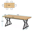 Lantine 70.8-inch Farmhouse Dining Table for 6 People, Rectangular Wood Kitchen Table with Heavy Duty Metal Legs for Dining Room