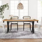 Lantine 70.8-inch Farmhouse Dining Table for 6 People, Rectangular Wood Kitchen Table with Heavy Duty Metal Legs for Dining Room