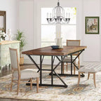 Lantine 70.8-inch Farmhouse Dining Table for 6 People, Rectangular Wood Kitchen Table with Heavy Duty Metal Legs for Dining Room