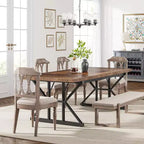 Lantine 70.8-inch Farmhouse Dining Table for 6 People, Rectangular Wood Kitchen Table with Heavy Duty Metal Legs for Dining Room