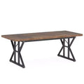 Lantine 70.8-inch Farmhouse Dining Table for 6 People, Rectangular Wood Kitchen Table with Heavy Duty Metal Legs for Dining Room