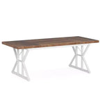 Lantine 70.8-inch Farmhouse Dining Table for 6 People, Rectangular Wood Kitchen Table with Heavy Duty Metal Legs for Dining Room
