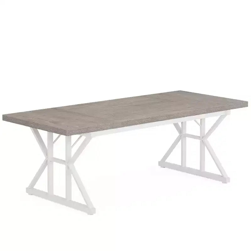 Lantine 70.8-inch Farmhouse Dining Table for 6 People, Rectangular Wood Kitchen Table with Heavy Duty Metal Legs for Dining Room