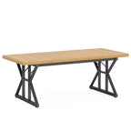 Lantine 70.8-inch Farmhouse Dining Table for 6 People, Rectangular Wood Kitchen Table with Heavy Duty Metal Legs for Dining Room