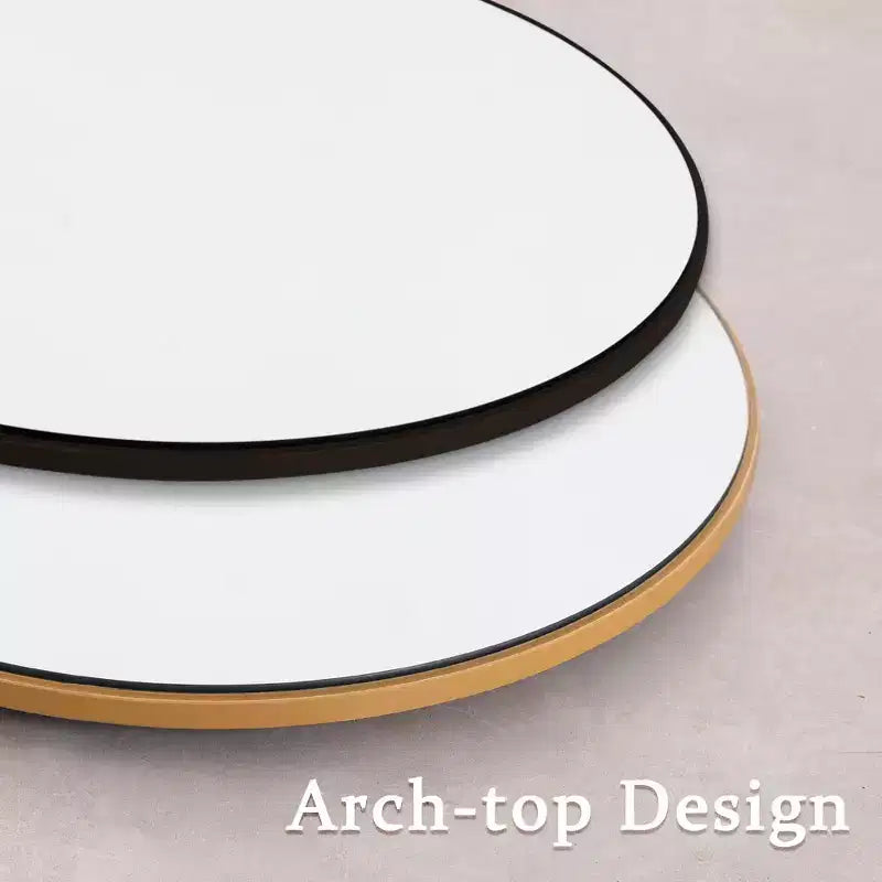 Miroir mural décoratif Dovelina avec cadre en bois moderne et arche