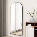 Miroir mural décoratif Dovelina avec cadre en bois moderne et arche