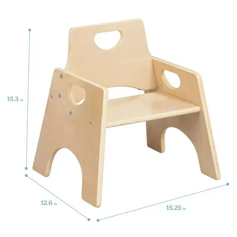 Lot de 2 chaises empilables en bois pour tout-petits 8 po