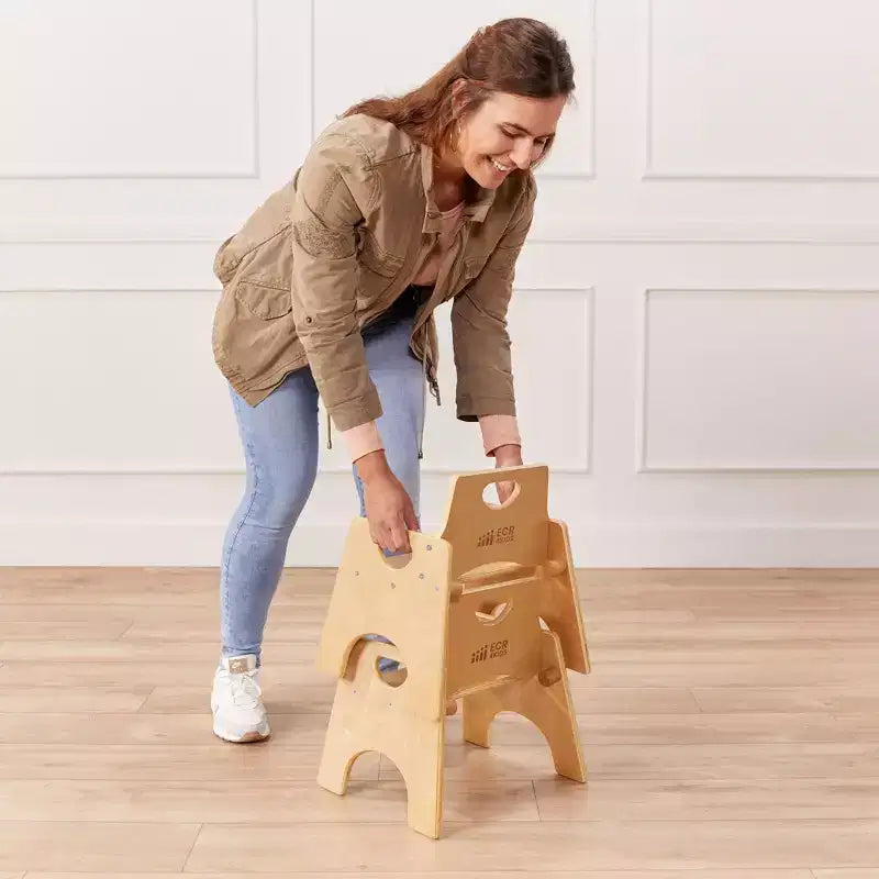 Lot de 2 chaises empilables en bois pour tout-petits 8 po