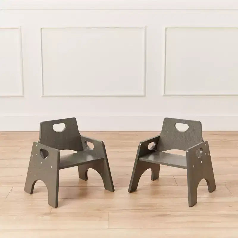 Lot de 2 chaises empilables en bois pour tout-petits 8 po