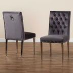 Lot de chaises de salle à manger Baxton Studio Caspera contemporain, glamour et luxueux en tissu velours et métal
