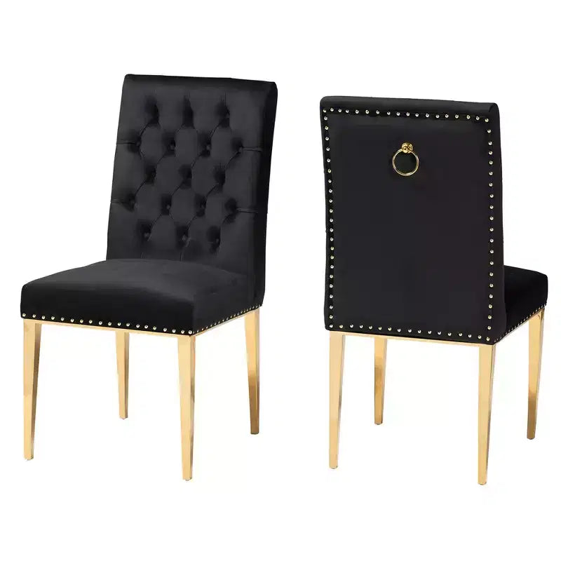 Lot de chaises de salle à manger Baxton Studio Caspera contemporain, glamour et luxueux en tissu velours et métal