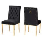 Lot de chaises de salle à manger Baxton Studio Caspera contemporain, glamour et luxueux en tissu velours et métal