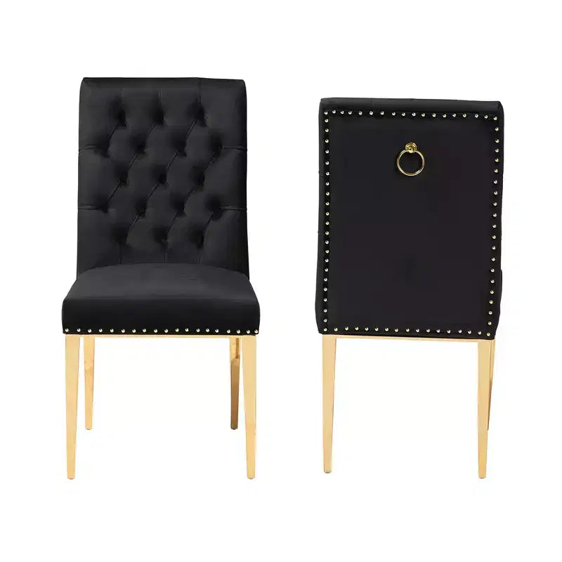 Lot de chaises de salle à manger Baxton Studio Caspera contemporain, glamour et luxueux en tissu velours et métal