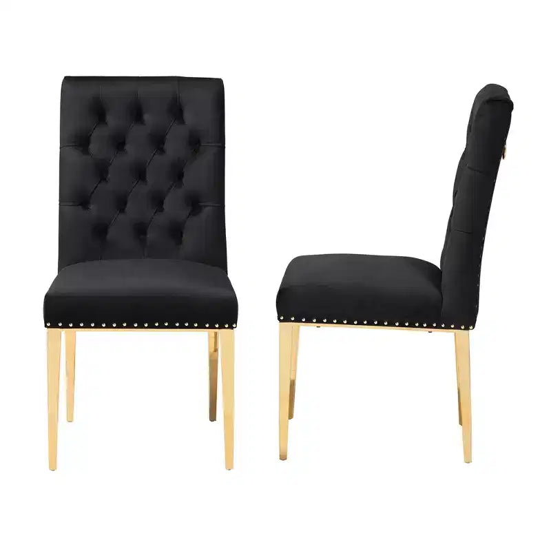 Lot de chaises de salle à manger Baxton Studio Caspera contemporain, glamour et luxueux en tissu velours et métal