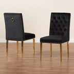 Lot de chaises de salle à manger Baxton Studio Caspera contemporain, glamour et luxueux en tissu velours et métal
