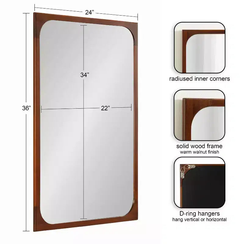 Miroir mural encadré Kenai de 24 x 36 po par Kate & Laurel All Things Decor