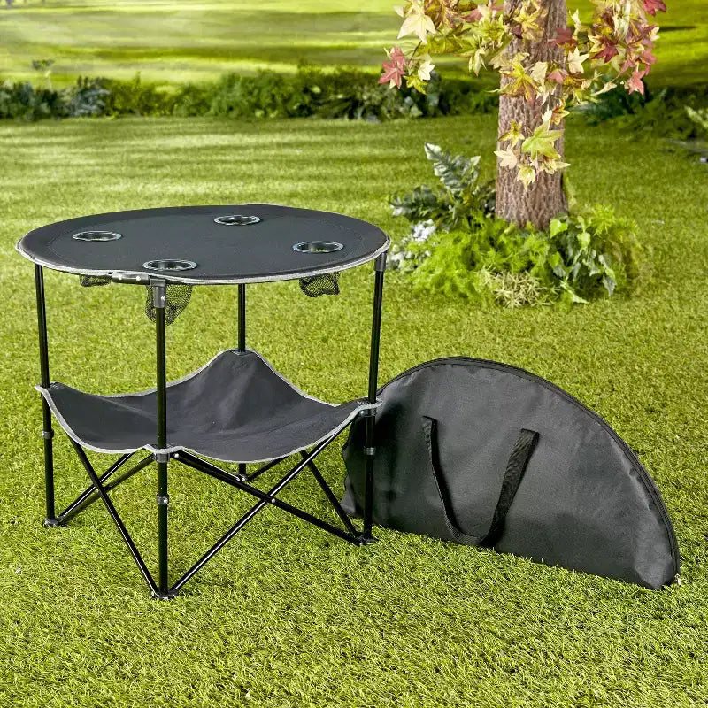 Table de pique-nique pliante portable Lakeside Collection avec banc de rangement pour le hayon, les fêtes en plein air
