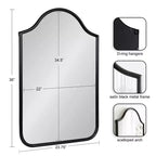 Miroir mural arqué encadré Fellows de 24 x 36 po par Kate & Laurel All Things Decor