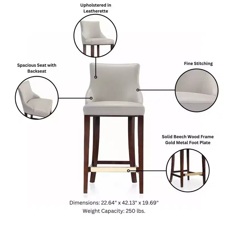 Tabouret de bar moderne Shubert en similicuir par Manhattan Comfort