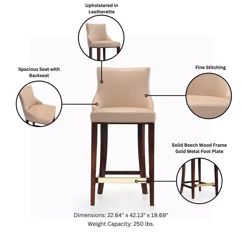 Tabouret de bar moderne Shubert en similicuir par Manhattan Comfort