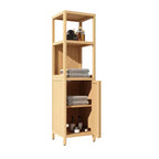 Meuble de rangement haut en bambou de 52 po avec 2 étagères ouvertes et 1 porte pour salle de bain, Naturel 4A - ModernLuxe