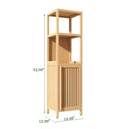 Meuble de rangement haut en bambou de 52 po avec 2 étagères ouvertes et 1 porte pour salle de bain, Naturel 4A - ModernLuxe