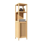 Meuble de rangement haut en bambou de 52 po avec 2 étagères ouvertes et 1 porte pour salle de bain, Naturel 4A - ModernLuxe