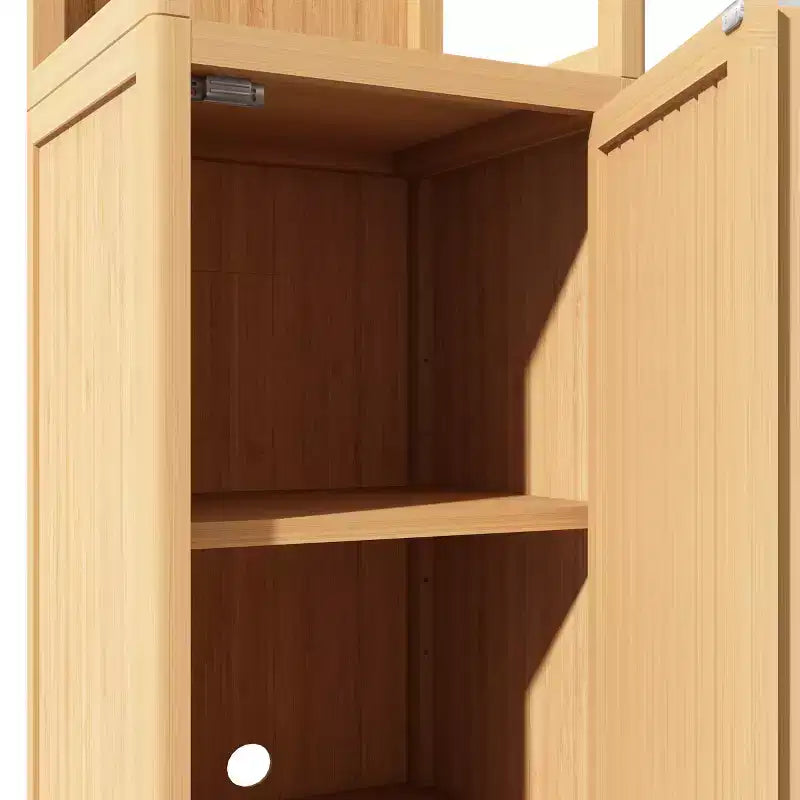 Meuble de rangement haut en bambou de 52 po avec 2 étagères ouvertes et 1 porte pour salle de bain, Naturel 4A - ModernLuxe