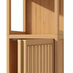 Meuble de rangement haut en bambou de 52 po avec 2 étagères ouvertes et 1 porte pour salle de bain, Naturel 4A - ModernLuxe