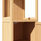 Meuble de rangement haut en bambou de 52 po avec 2 étagères ouvertes et 1 porte pour salle de bain, Naturel 4A - ModernLuxe