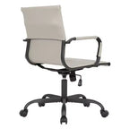 Chaise de bureau LeisureMod Harris noire en similicuir nervuré - Base pivotante en fer noir mat - Siège de conférence et de bureau moderne