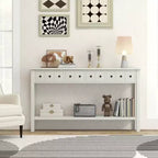 Costway 60 Table console rétro avec 4 tiroirs et étagère ouverte pour entrée ou canapé, couloir, Blanc/Noir