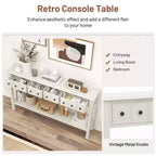 Costway 60 Table console rétro avec 4 tiroirs et étagère ouverte pour entrée ou canapé, couloir, Blanc/Noir