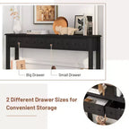 Costway 60 Table console rétro avec 4 tiroirs et étagère ouverte pour entrée ou canapé, couloir, Blanc/Noir