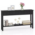 Costway 60 Console Table Retro Entryway Sofa Table with 4 Drawers & Open Shelf Hallway White/Black