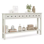 Costway 60 Table console rétro avec 4 tiroirs et étagère ouverte pour entrée ou canapé, couloir, Blanc/Noir