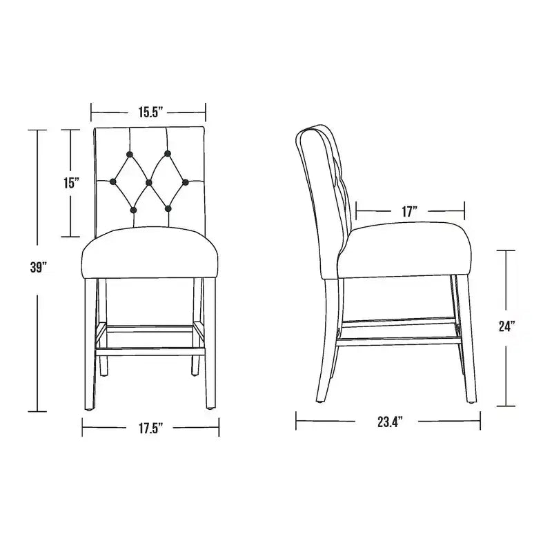 Tabouret de comptoir tufté en tissu de lin 24 po WestinTrends, gris