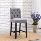 Tabouret de comptoir tufté en tissu de lin 24 po WestinTrends, gris