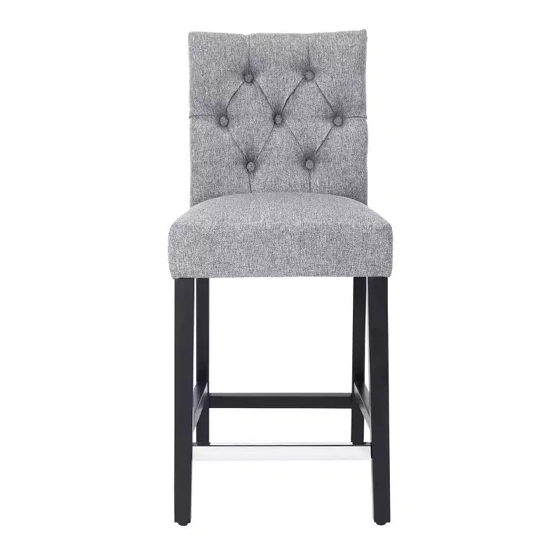 Tabouret de comptoir tufté en tissu de lin 24 po WestinTrends, gris