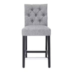 Tabouret de comptoir tufté en tissu de lin 24 po WestinTrends, gris