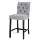 Tabouret de comptoir tufté en tissu de lin 24 po WestinTrends, gris