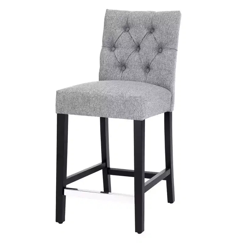Tabouret de comptoir tufté en tissu de lin 24 po WestinTrends, gris