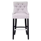 WestinTrends 29 Linen Fabric Tufted Buttons Upholstered Wingback Bar Stool, Light Gray