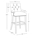 Tabouret de bar WestinTrends 29 pouces à dossier haut, en tissu de lin capitonné, gris clair