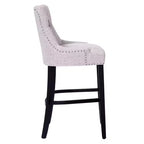 Tabouret de bar WestinTrends 29 pouces à dossier haut, en tissu de lin capitonné, gris clair