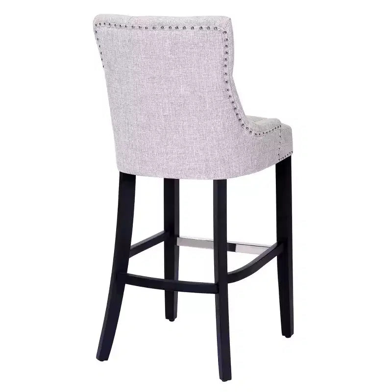 Tabouret de bar WestinTrends 29 pouces à dossier haut, en tissu de lin capitonné, gris clair