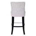 Tabouret de bar WestinTrends 29 pouces à dossier haut, en tissu de lin capitonné, gris clair